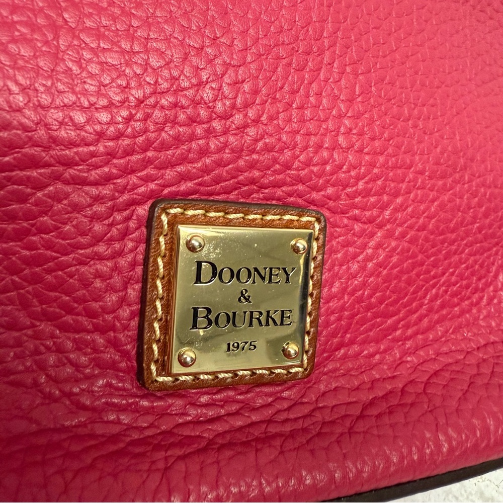 Dooney & Bourke Pebbled Leather Crossbody - Fuchsia with Tan Trim - Picture 8 of 12